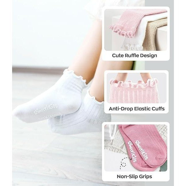 MSRP $21 Simply Kids 6 Pairs 6-12 Months Ruffle Socks, Baby Little Girl Kids G