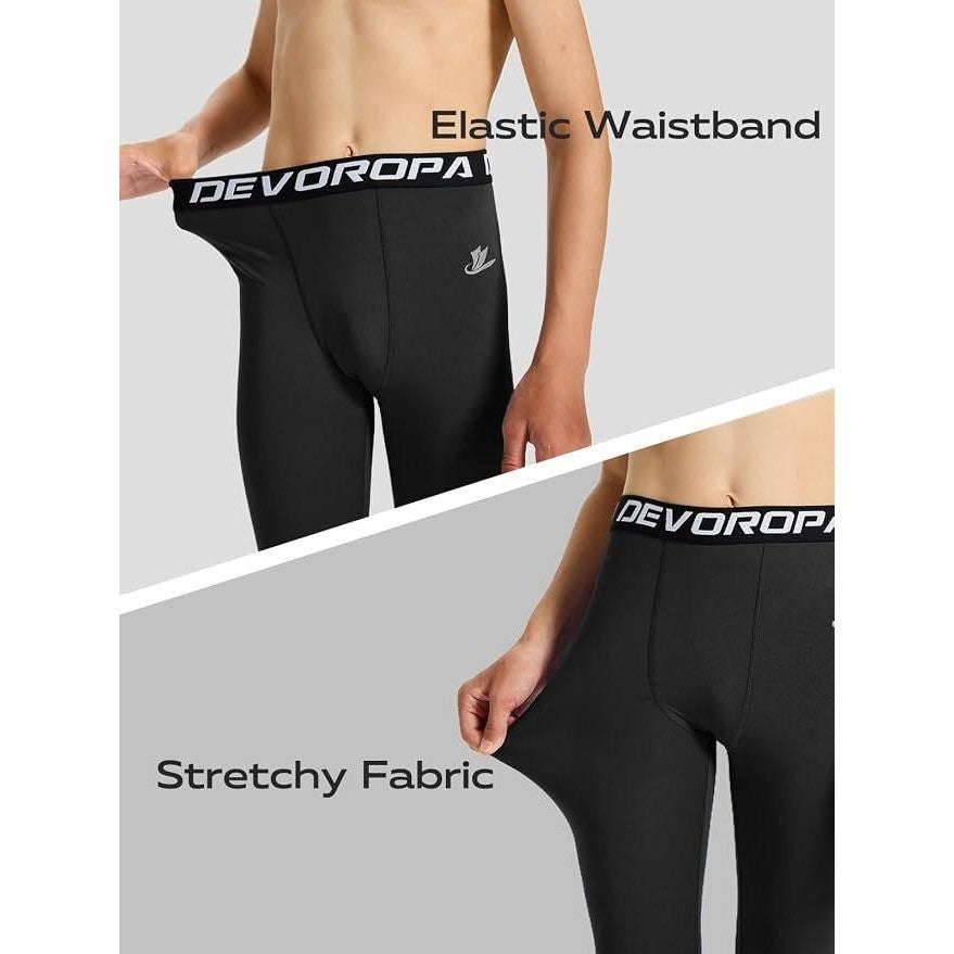 MSRP $26 DEVOROPA Boy's M Leggings Quick Dry Youth Compression Pants Sports