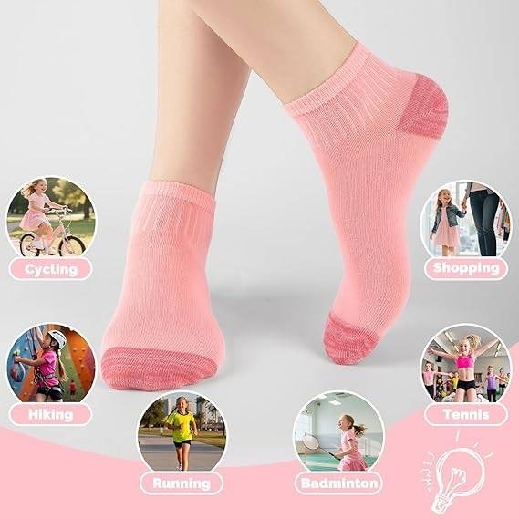 Set of 20 BOSSUN Multicolor 7-10Y Girls Ankle Socks Comfortable Breathable for