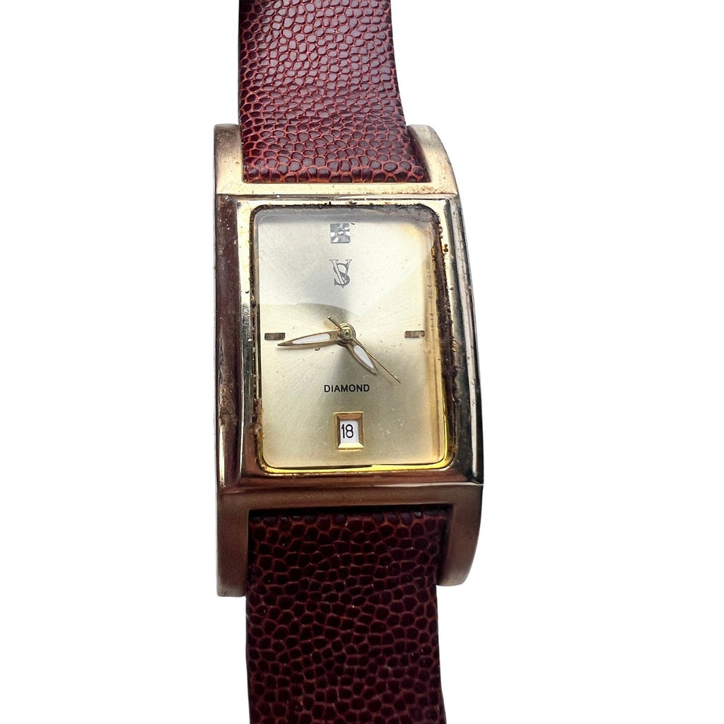 SV Sergio Valente Diamond Unisex Dress Watch Brown F-EAJDA VJ32 For Parts/Repair