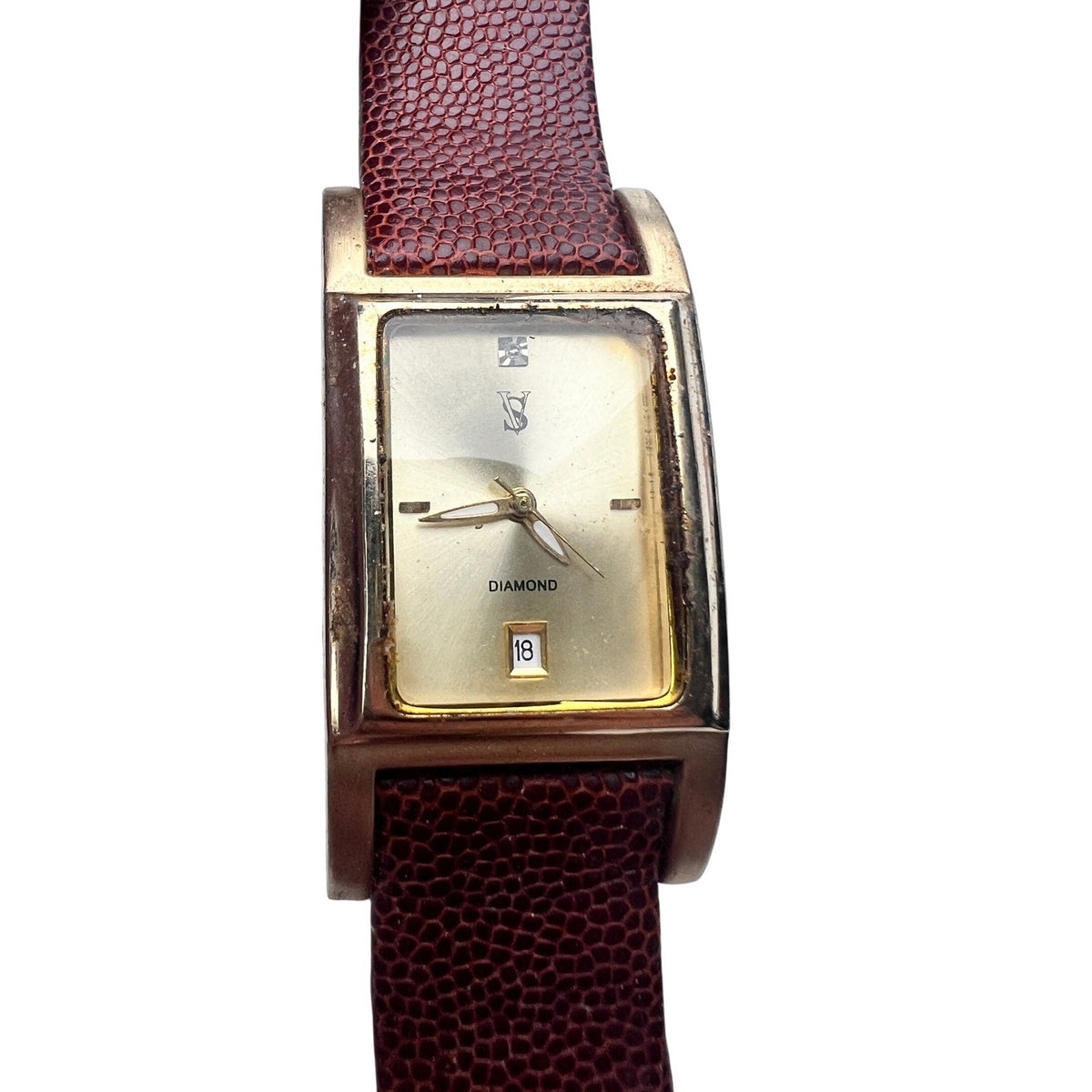 SV Sergio Valente Diamond Unisex Dress Watch Brown F-EAJDA VJ32 For Parts/Repair