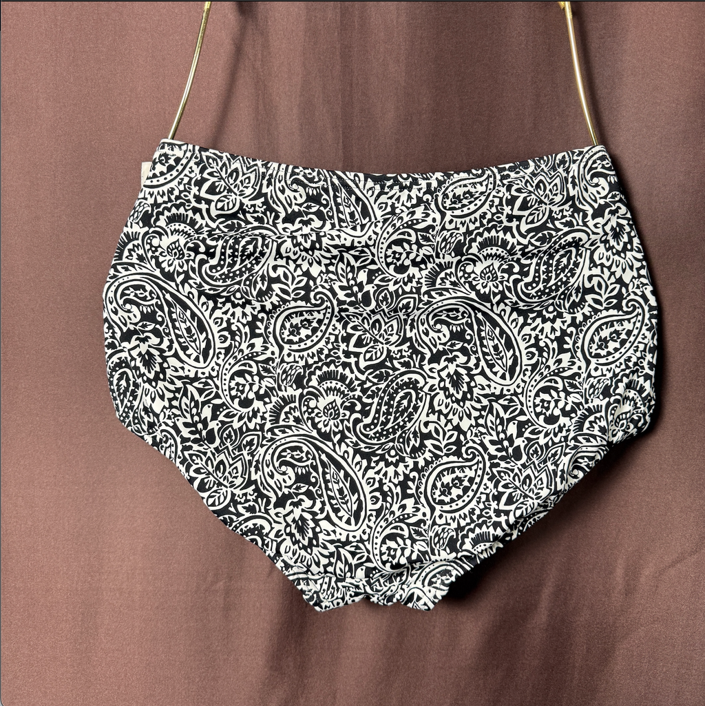 Lands' End Women's XS-L, XS-L LONG High Waisted Bikini Swim Bottom Black/White