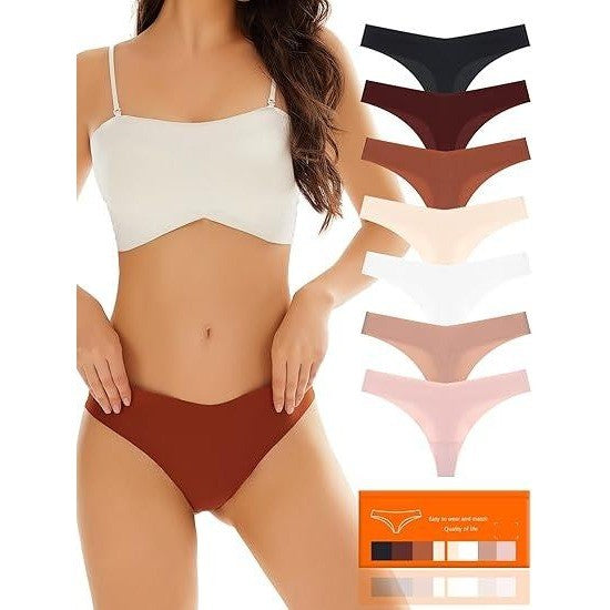 Set of 7 Stland Women's XXL Multicolor Seamless Underwear Thongs No Show Breat