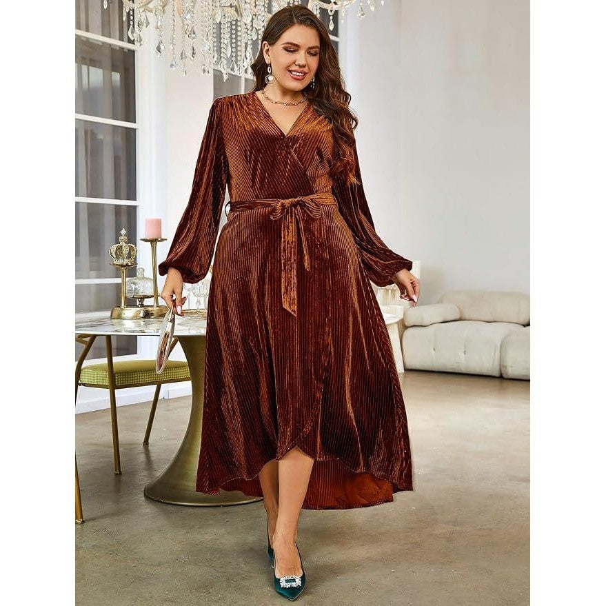 MSRP $69 BerryGo Women's L Velvet V Neck Wrap Semi Formal Dress Cocktail Party