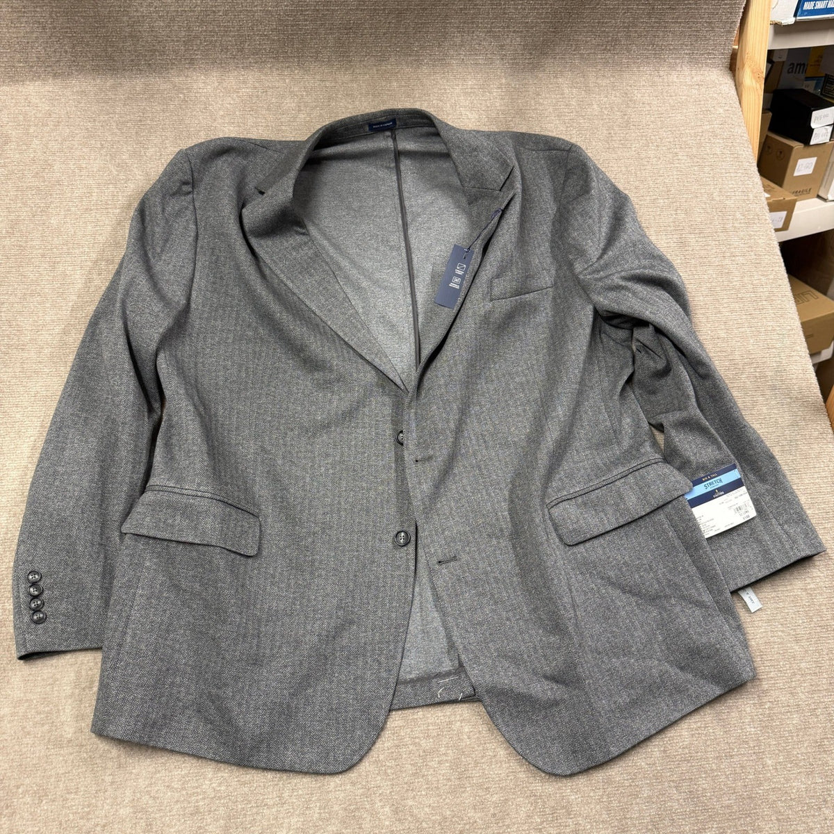 MSRP $188 Stafford Mens 52 Big Long Charcoal Hb Classic Fit Sport Coat