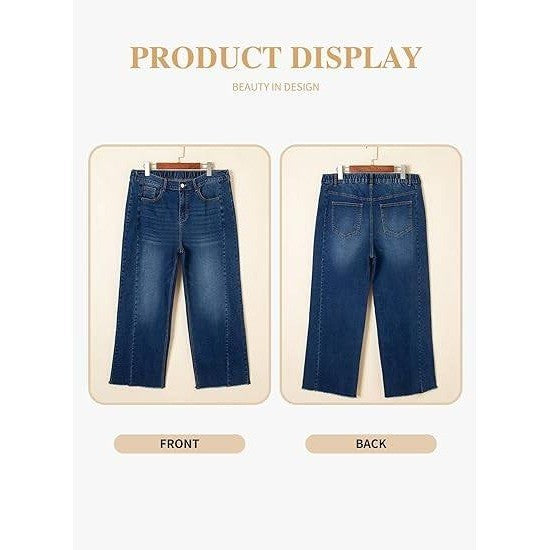 MSRP $53 Eytino Women's 3X Bluing Plus Size Wide Leg Jeans Elastic High Waist
