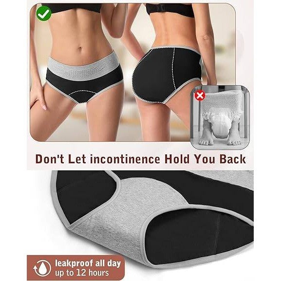 Set of 4 MSRP $36 IGOLUMON Women's 2XL Period Underwear Leak-Proof Incontinen