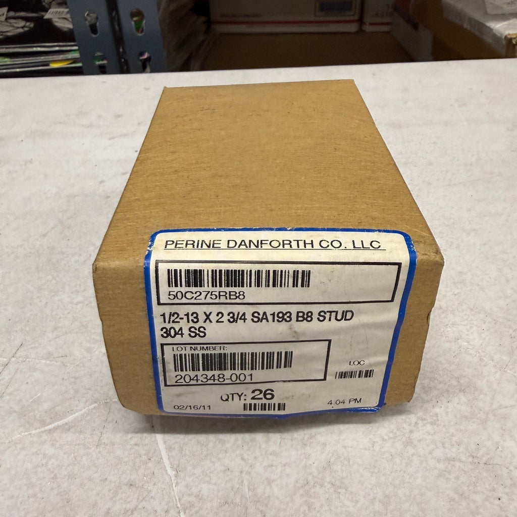 Pack of 26 Perine-Danforth 1/2-13 x 2-3/4 SA193 B8 304 Stainless Steel Stud