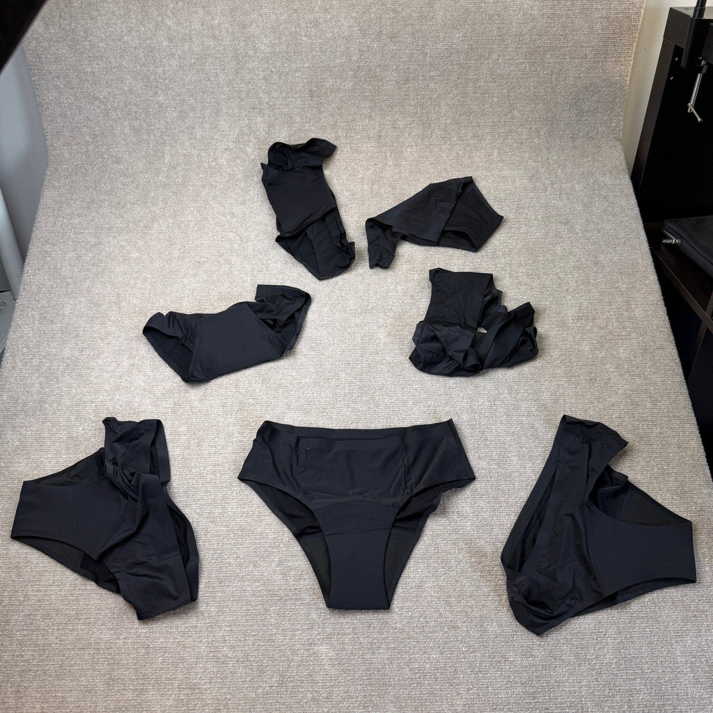 Set of 7 MSRP $65 TIICHOO Women's M Black Seamless Period Underwear Panties Bik