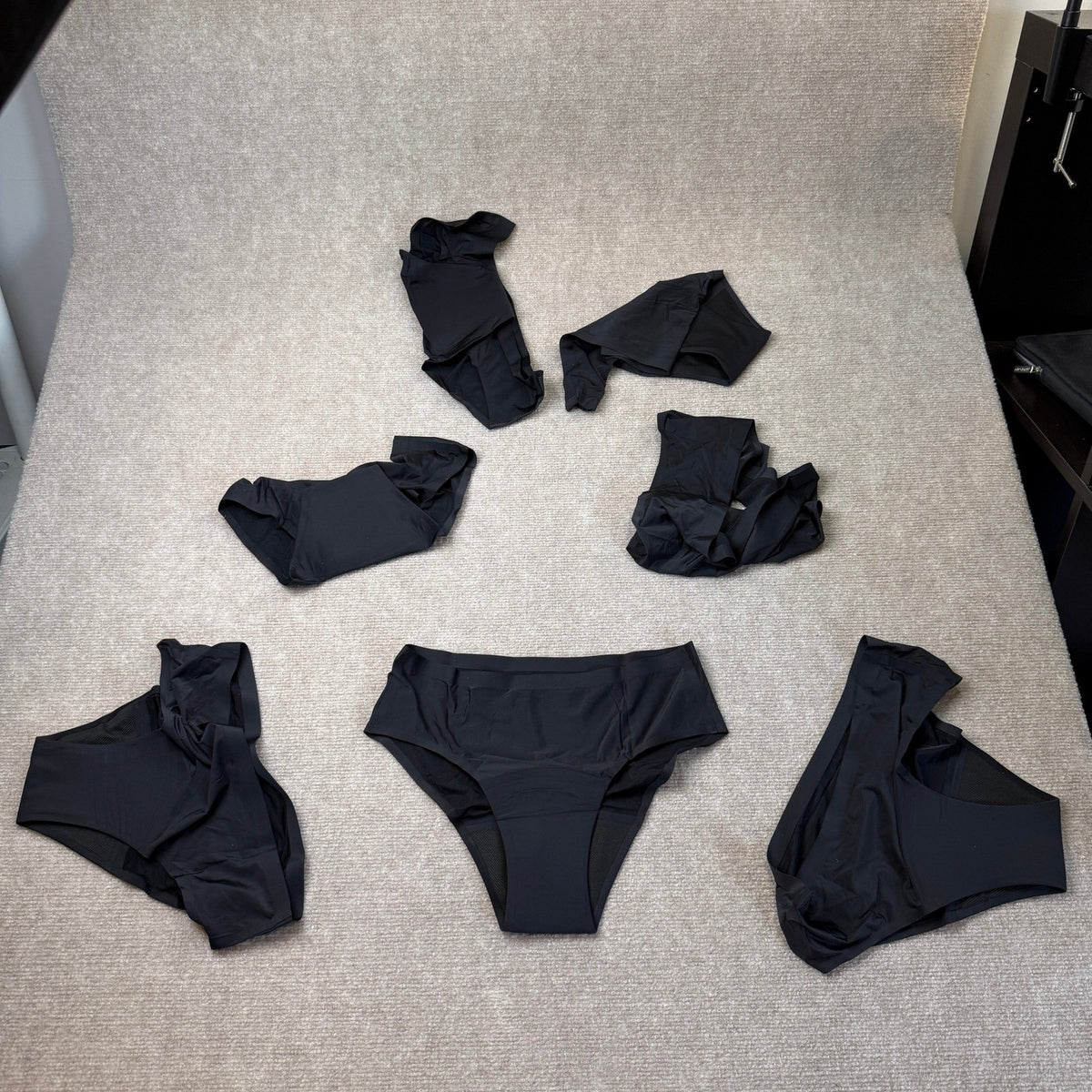 Set of 7 MSRP $65 TIICHOO Women's M Black Seamless Period Underwear Panties Bik