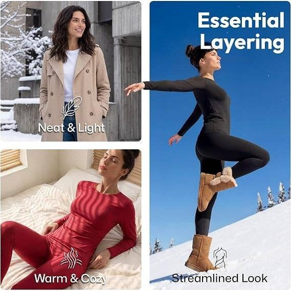 MSRP $39 WEERTI S Black Thermal Underwear for Women Long Johns Set Fleece Lined