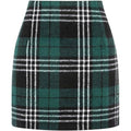 Women's Green Plaid XS Mini Skirts High Waisted Fall Winter Wool Bodycon Pencil