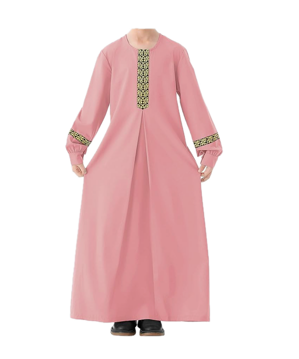 Abetteric Kids Girls Long Sleeve Abaya Dress Muslim Islamic Kaftan Printed Maxi