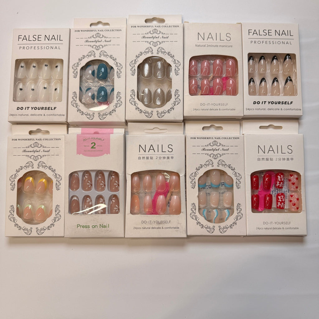 Lot of 10 Pack of 24 New False Press On Nails Assorted Designs and Colors №N4