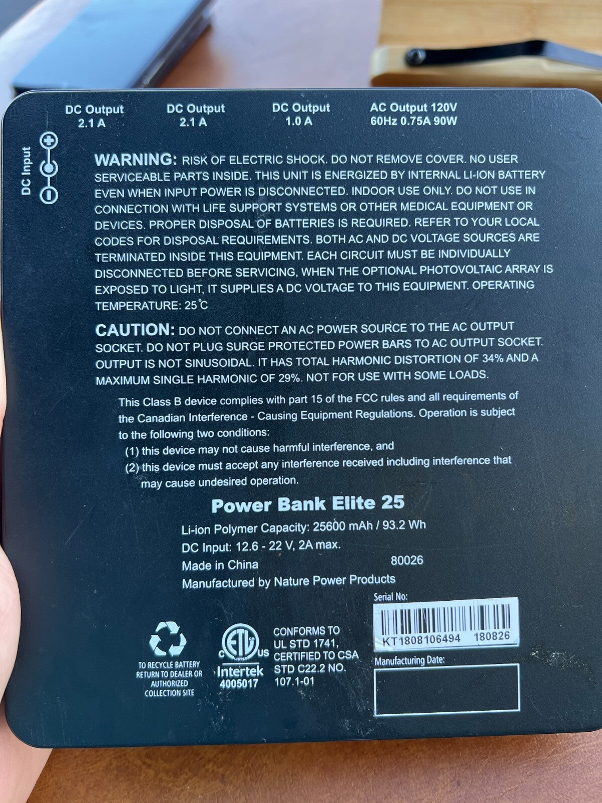 Nature Power (80026) Power Bank Elite 25 25600mAh No Power Cord