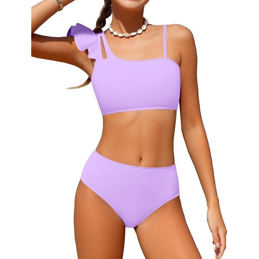 MSRP $29 Doumlop Girls 7-8Y Swimsuit Two Piece Bikini Set Ruffle Bathing Suit A