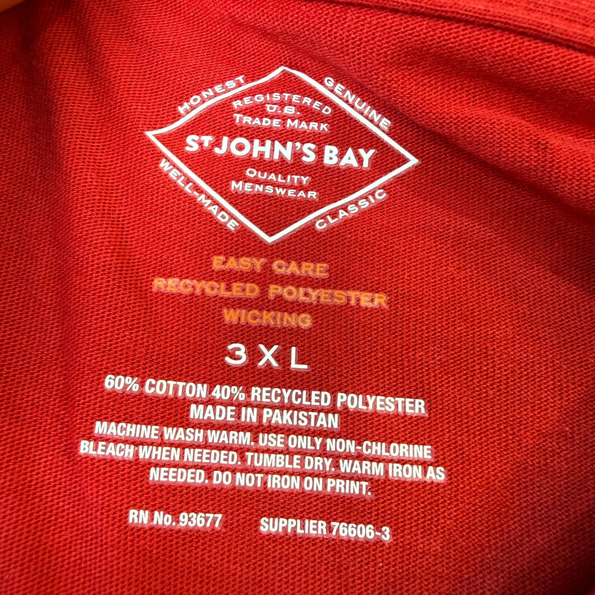 MSRP $25 St. John's Bay Mens 3XL Red Pocket Crew Neck Quick Dry T-Shirt Short