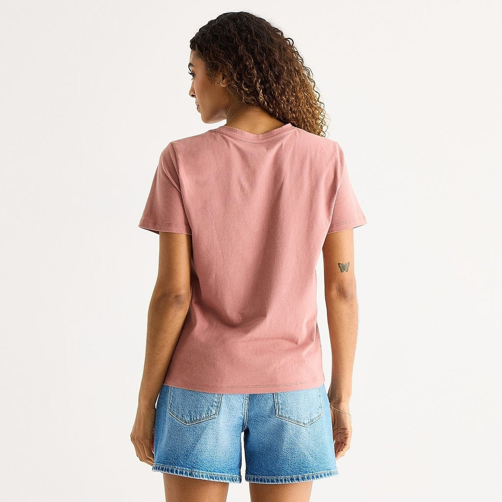 MSRP $16 A.N.A Womens L Petite Burlwood Round Neck Short Sleeve T-Shirt