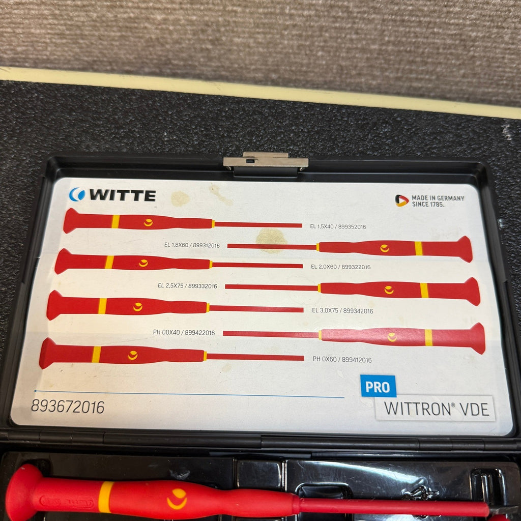 Witte 893672016 Wittron VDE Screwdriver Incomplete Set 4-Piece w/ Case Slotted
