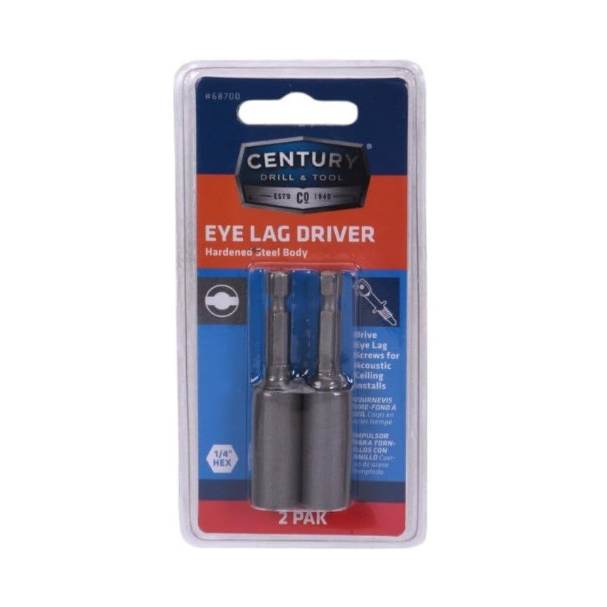 Pack of 2 Century Drill and Tool 68700 Eye Lag Driver, 1/4" Hex