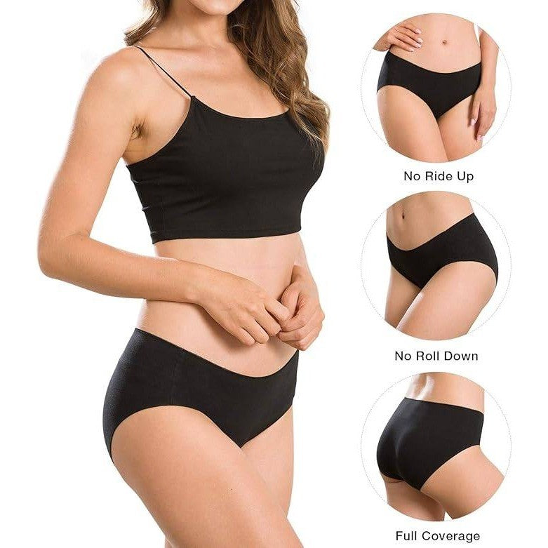 Set of 6 MSRP $33 Altheanray Women's S Black Cotton Underwear Seamless
