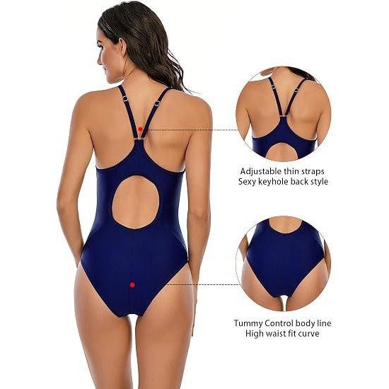 MSRP $26 Century Star Teens Womens L 12-14 Navy One Piece Bathing Suit Swimsuits