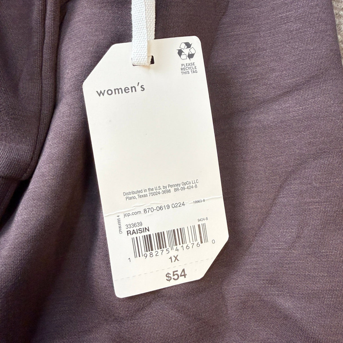 MSRP $54 Stylus Womens 1X Raisin Funnel Neck Long Sleeve Sweatshirt