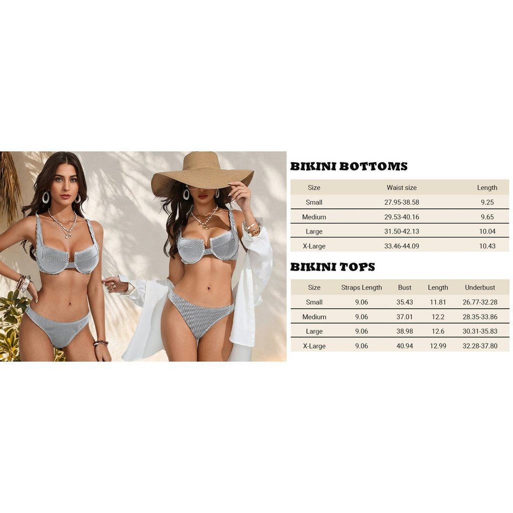 MSRP $39 SweatyRocks Women's L Black/White Two Piece Bikini Set Striped Print