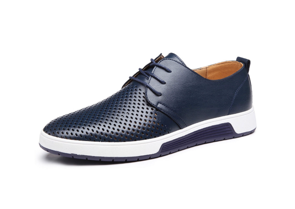 Santimon Men's US 7-10 Blue Casual Derby Shoes Breathable Lace Up Sneakers