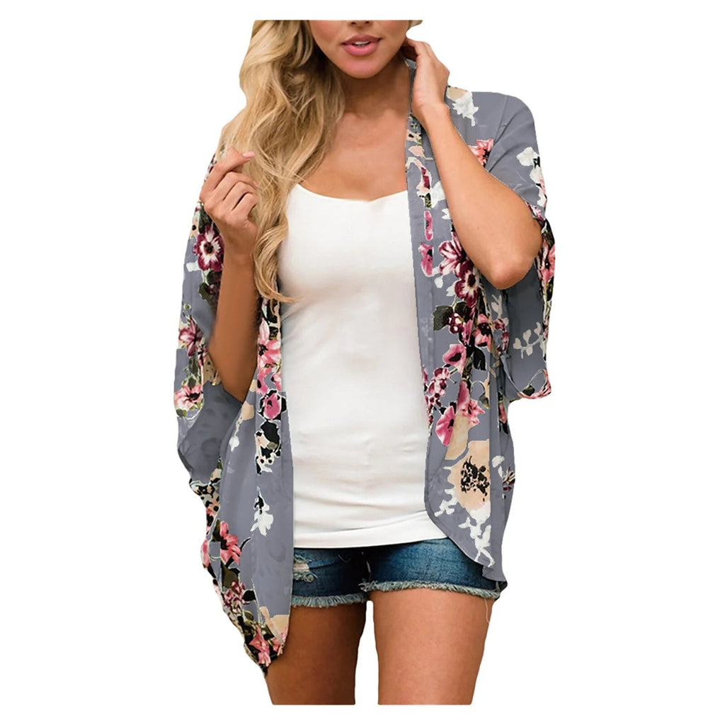 Large Swimsuit Coverup,Swim Suits Women Floral Print Chiffon Cardigan Short