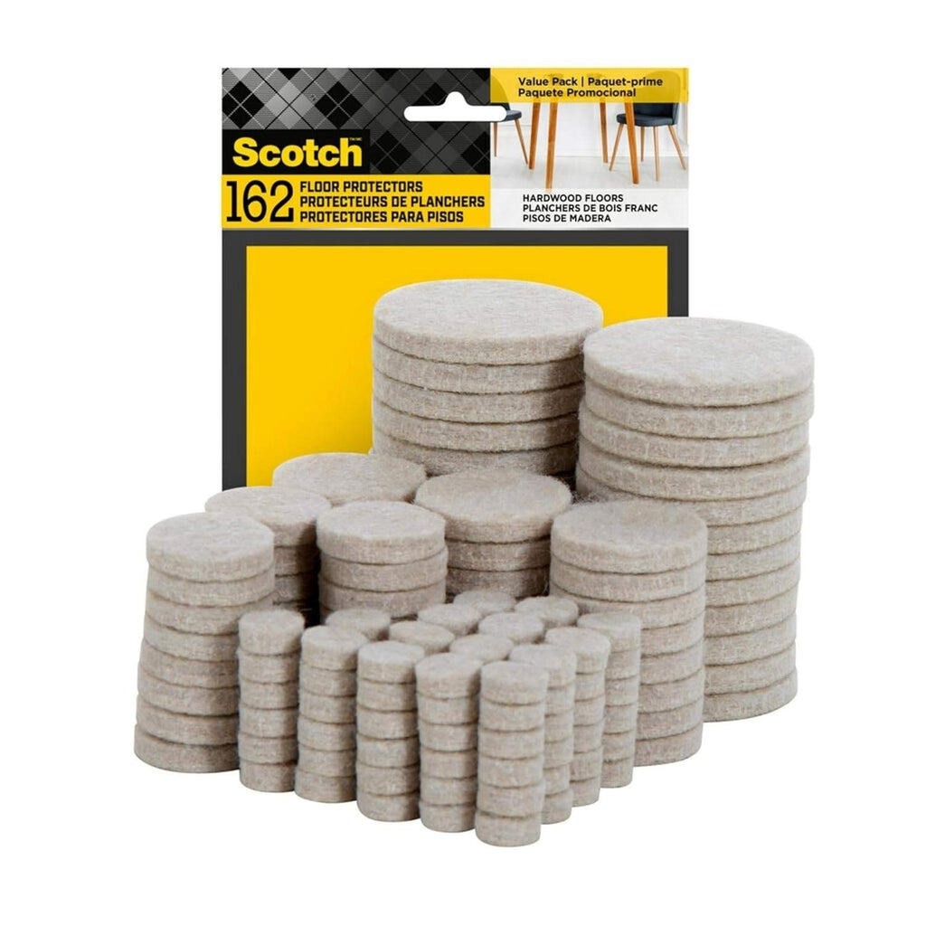 Scotch Felt Pads 162pcs Beige, Felt Furniture Pads for Protecting Hardwood Floo