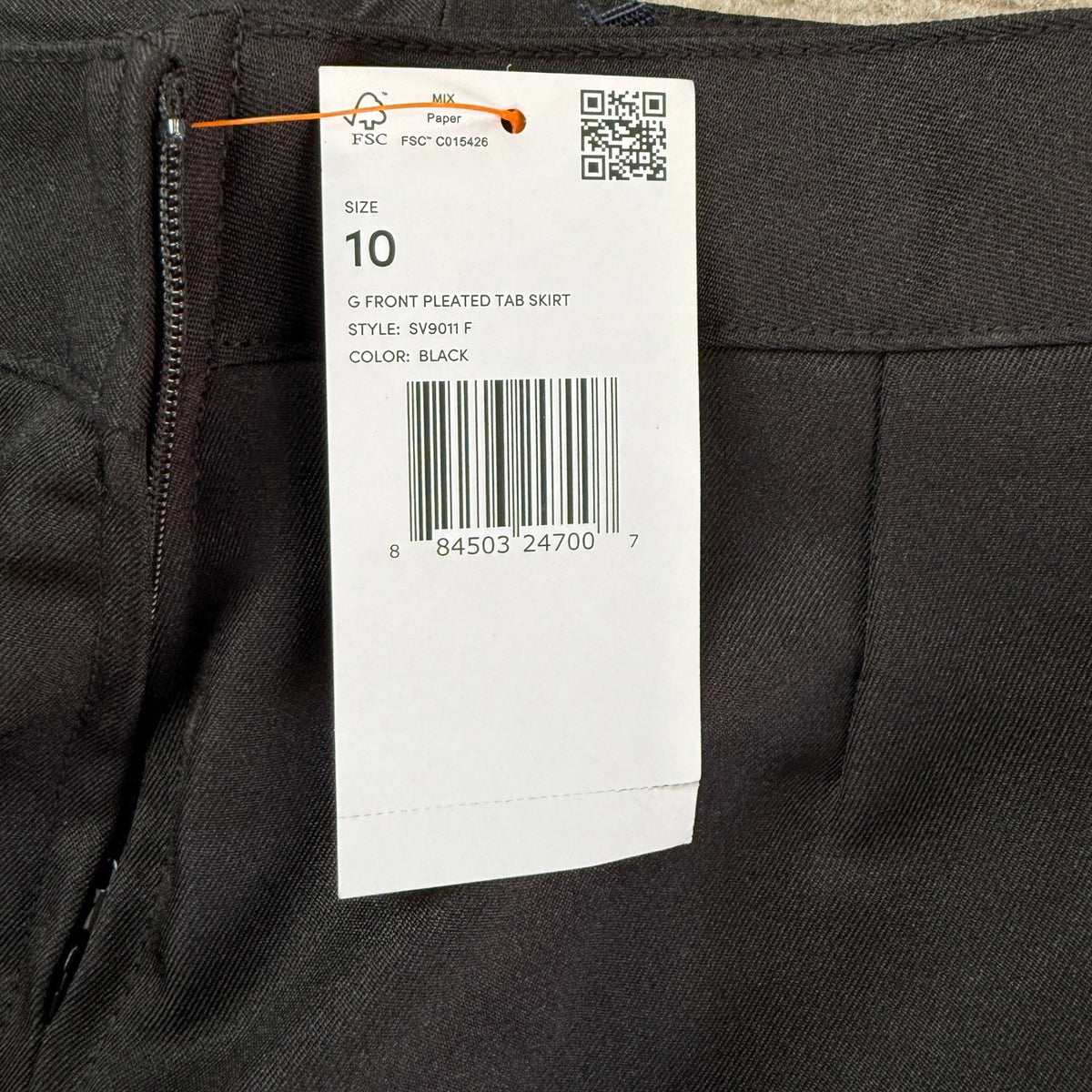 NWT French Toast Girls 10 Black Front Pleated Tab Skirt School Uniform SV9011F