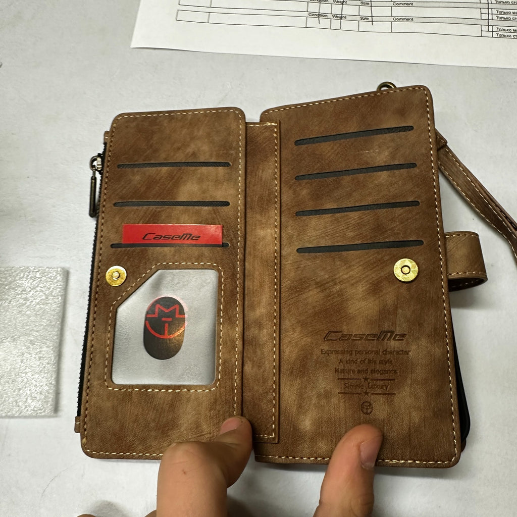 CaseMe C30 For iPhone 15 Pro Max Multifunctional PU Leather Phone Case