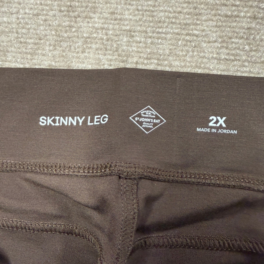 MSRP $50 St. John's Bay Womens 2X Chocolate Chip Skinny Pull-On Pants