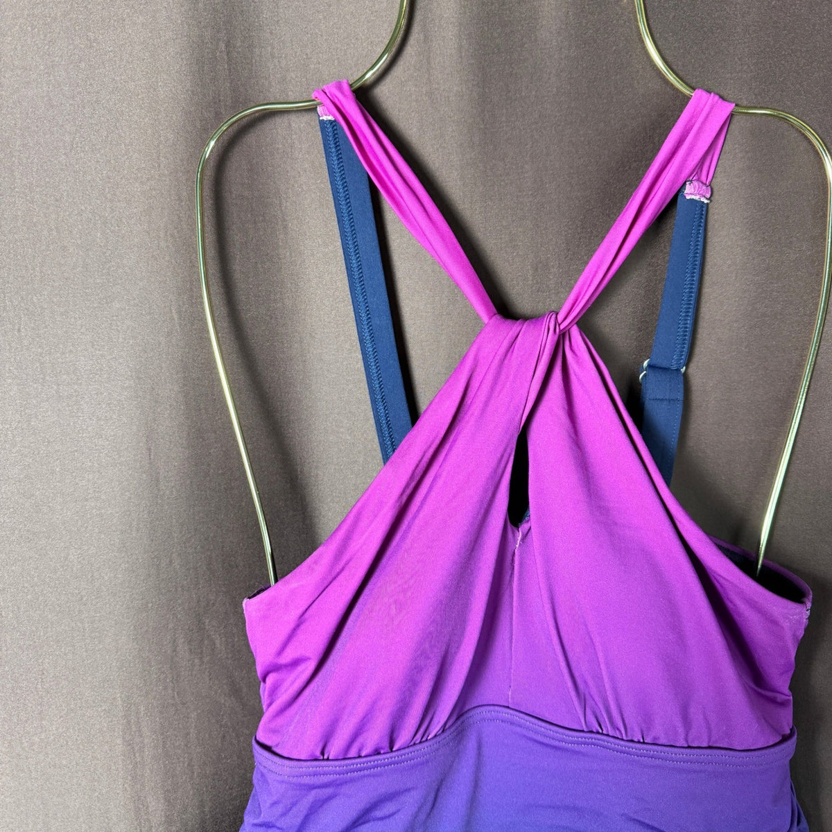Lands' End Women's XS LONG High Neck Multi Way Tankini Swimsuit Top Violet Rose
