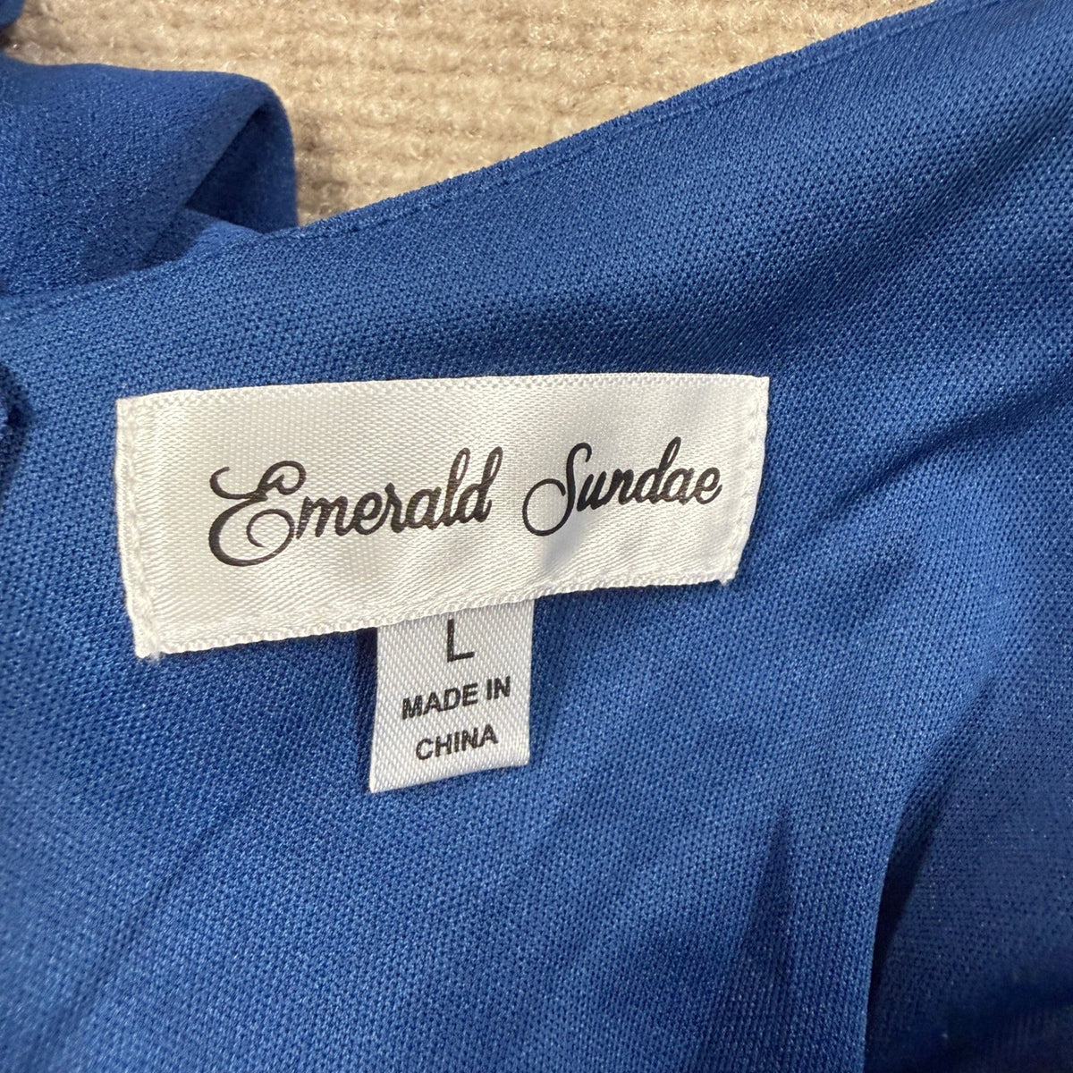 MSRP $64 Emerald Sundae Womens Juniors L Penny Navy Fit + Flare Dress V Neck