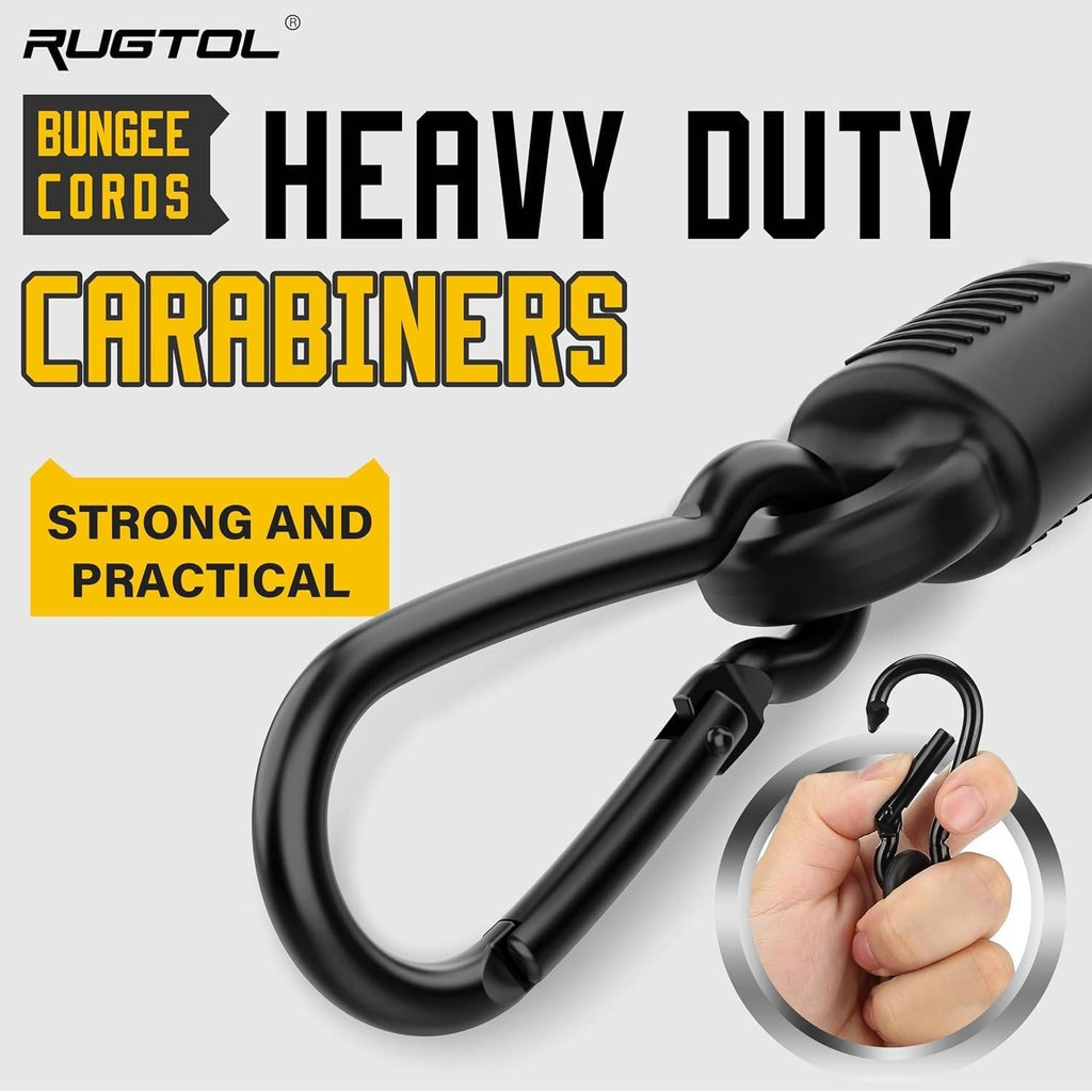 Pack of 6 Rugtol 60" Adjustable Bungee Cords w/ Carabiner Hooks Truck Bed, SUV