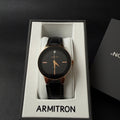 MSRP $50 Armitron 75/5410RG Rose Gold Womens Diamond Black Dial Watch New Batt