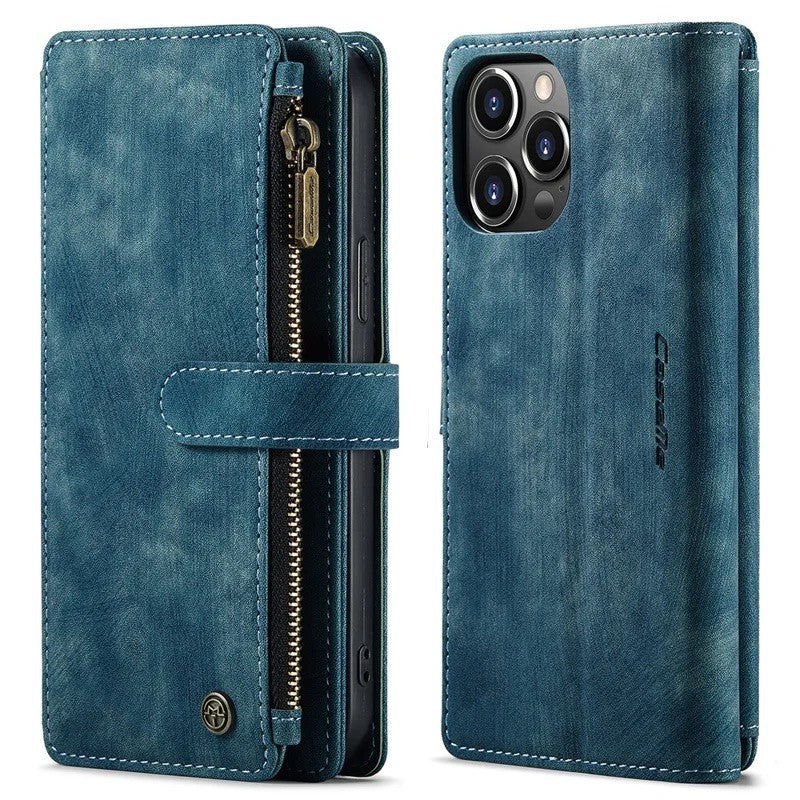 CaseMe C30 Zipped Multifunction Wallet PU Leather Case For iPhone 13 ProMax