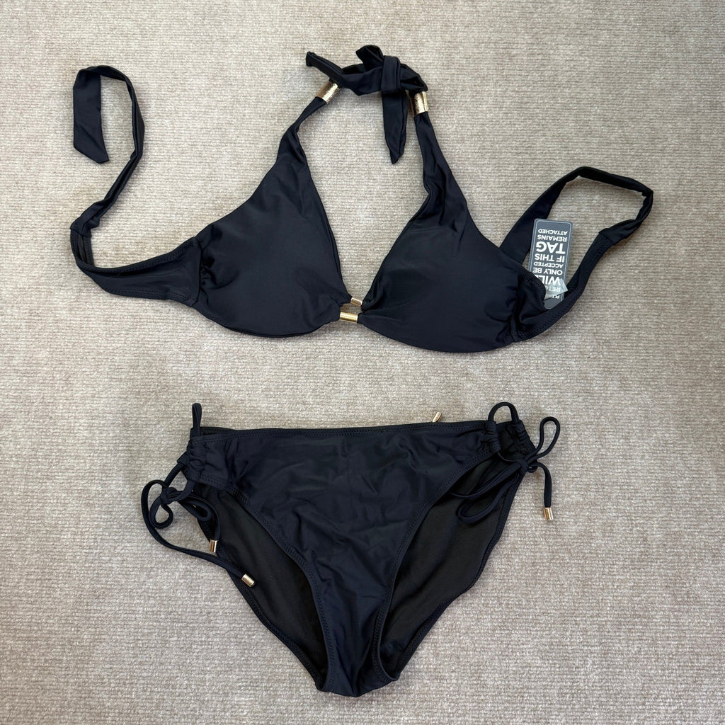 MSRP $32 BMJL Women's L Black Bikini Set Sexy Two Piece Halter Swimsuit