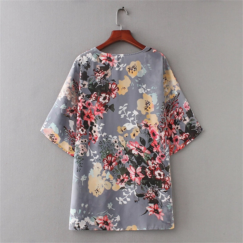 Large Swimsuit Coverup,Swim Suits Women Floral Print Chiffon Cardigan Short