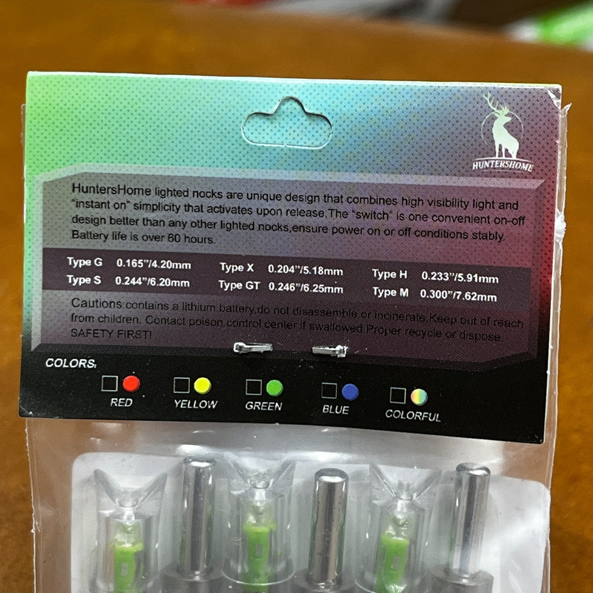 Pack of 6 LED Lighted Nocks for Crossbow Bolts 0.300"/ 7.62mm On/Off Switch