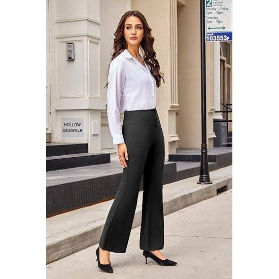 Keriffe Women's M Black Bootcut Dress Pants High Waist Stretchy Business Work C