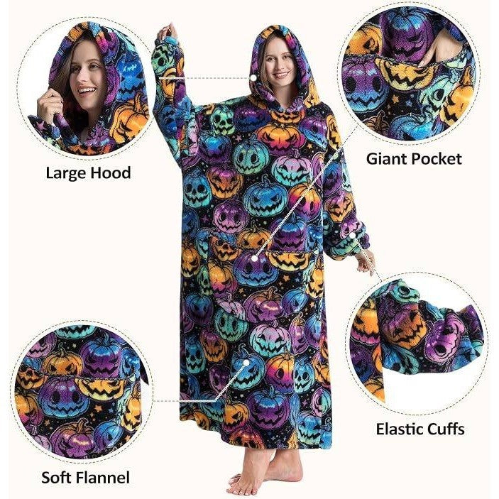 MSRP $36 Capecage Pumpkin Long Wearable Blanket Hoodie with Big Pocket