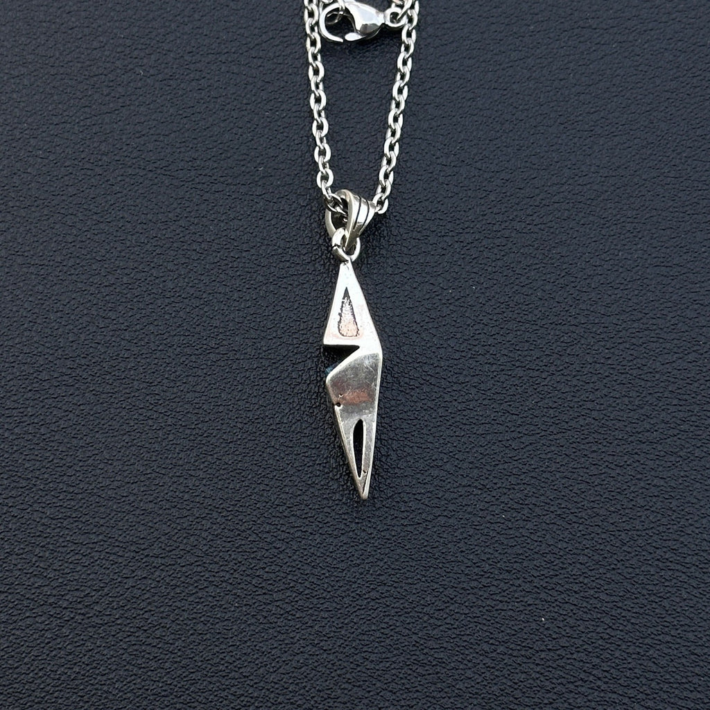 Blue Stone Stainless Steel Silver Tone Necklace Geometric Pendant Men's Jewelry