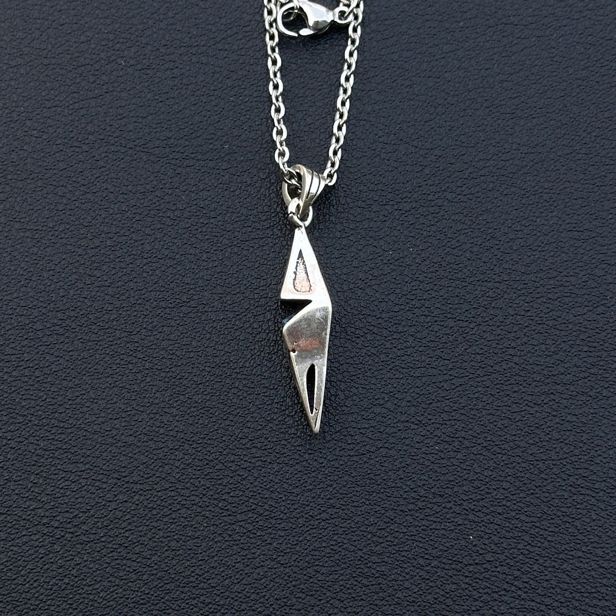 Blue Stone Stainless Steel Silver Tone Necklace Geometric Pendant Men's Jewelry