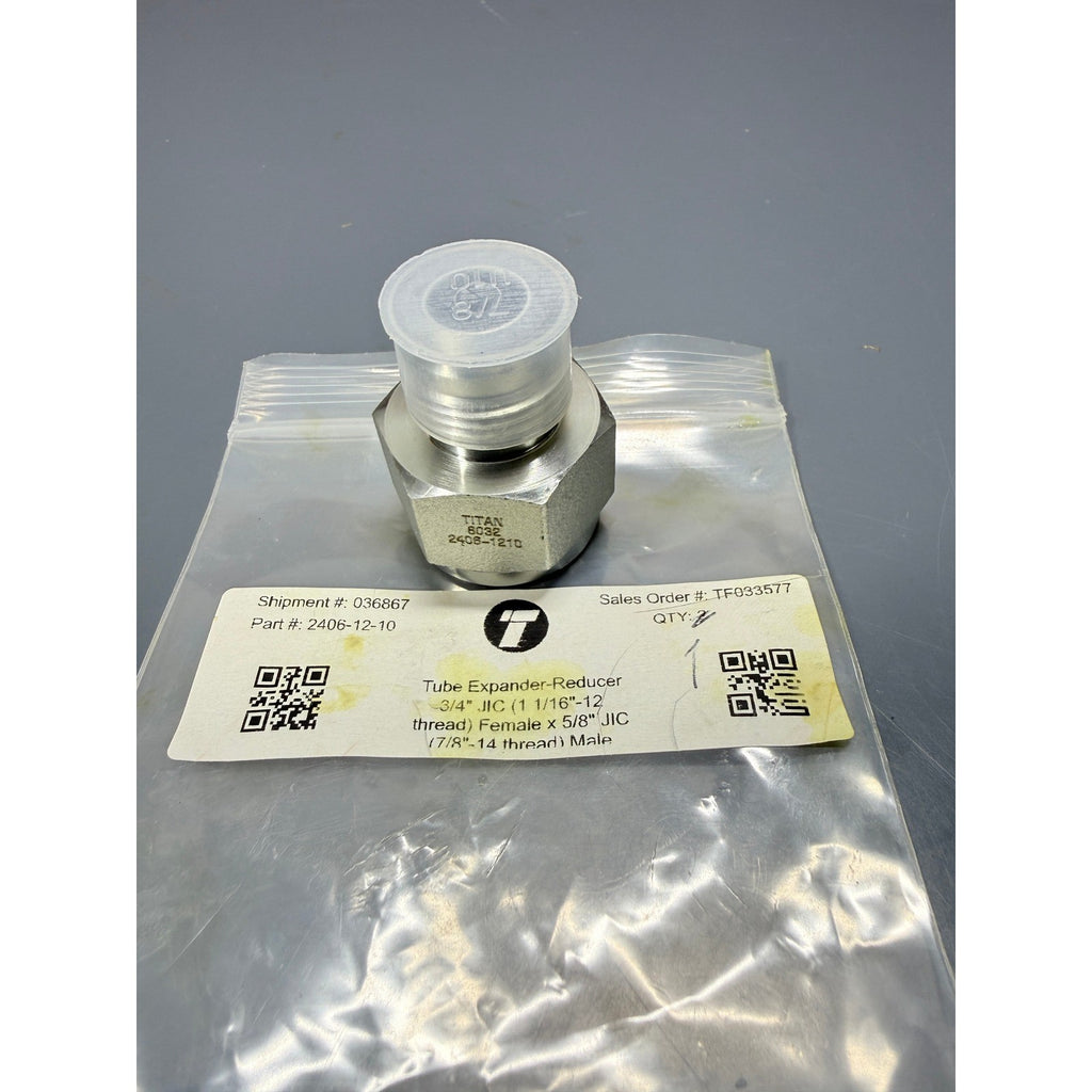 Titan 2406-12-10 Tube Expander-Reducer 3/4" JIC Female x 5/8" JIC Male (1 1/16