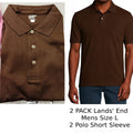 2 Pack Lands' End Mens L Rich Coffee Polo Shirt Short Sleeve Soft Supima