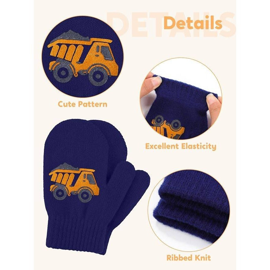 Cooraby 6 Pairs Toddler 1-3T Magic Stretch Mittens Winter Unisex Baby Knitted G