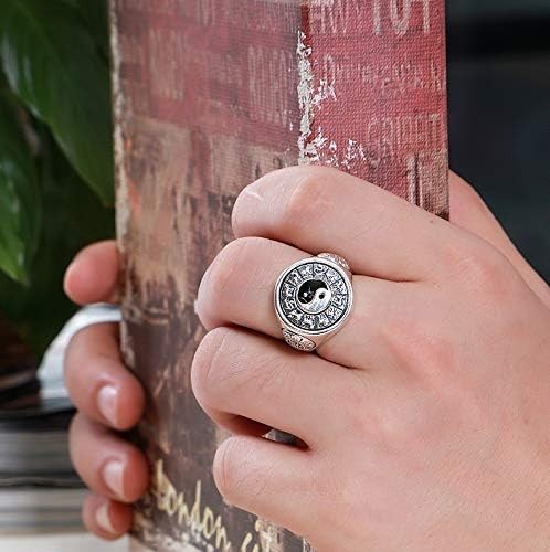 Yin Yang Chinese Horoscope Zodiac Signet Spinner Ring Stainless Steel Size 7